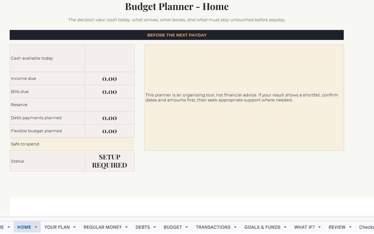 The Budget Planner dashboard preview