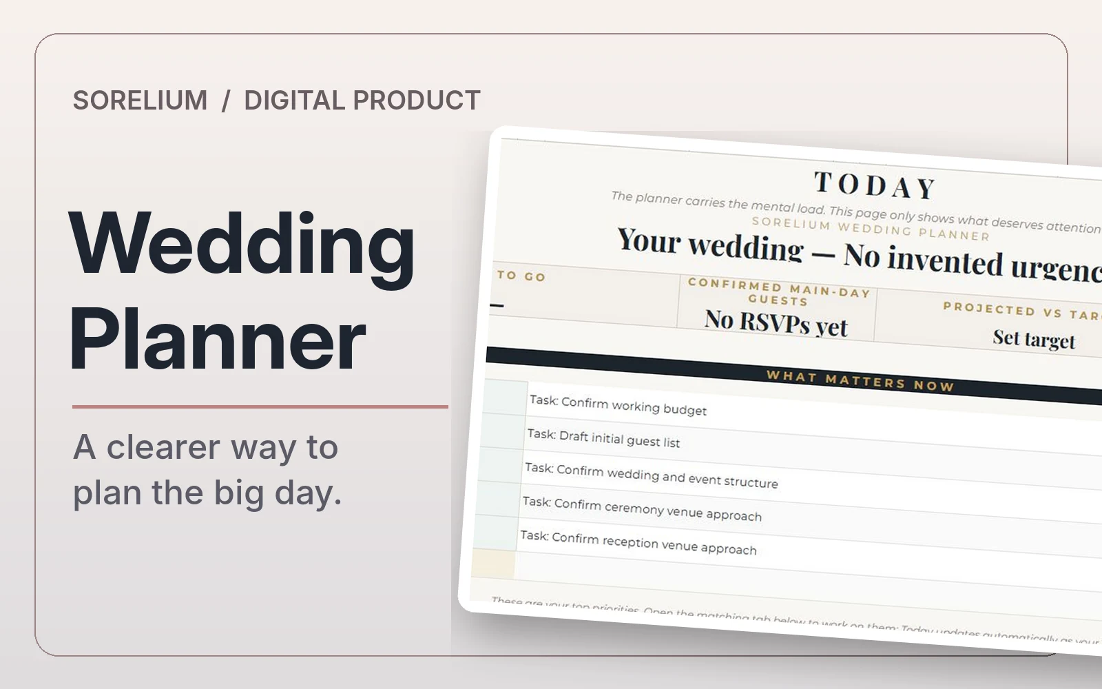 Wedding Planner with a genuine preview of its Today dashboard