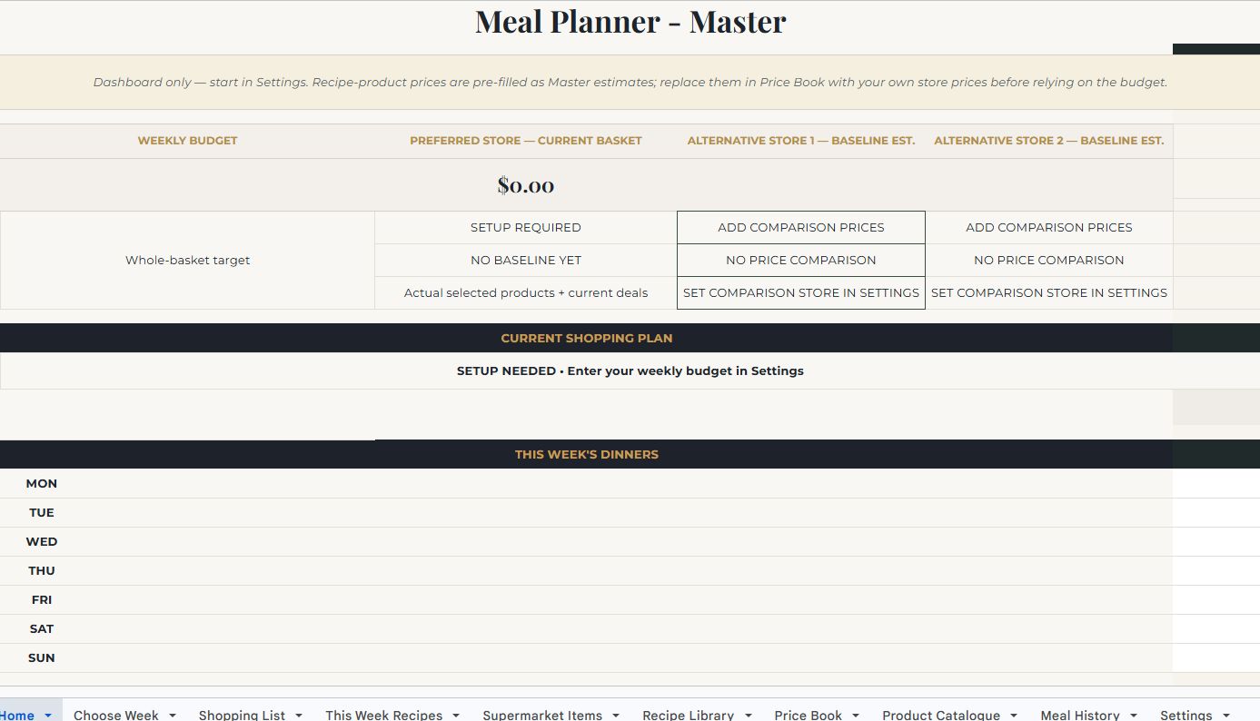The Meal Planner dashboard preview